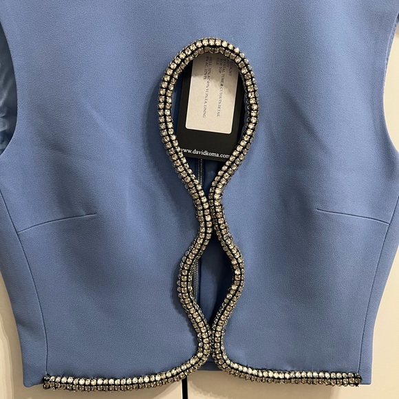 DAVID KOMA Crystal detailed Cutout Crepe Crop Top (UK6) - Picture 7 of 12